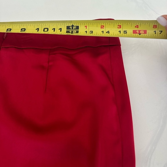 Cache Red Pencil Skirt Knee-Length Slit - Picture 4 of 7